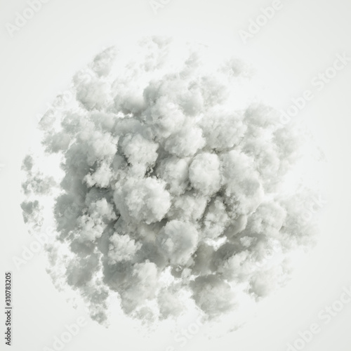 Cloud isolated, steam, smoke. 3d illustration, 3d rendering.