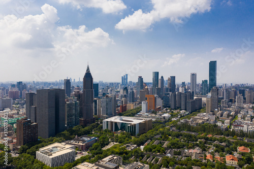 Skyline of Nanjing City in A Sunny Day Taken with A Drone