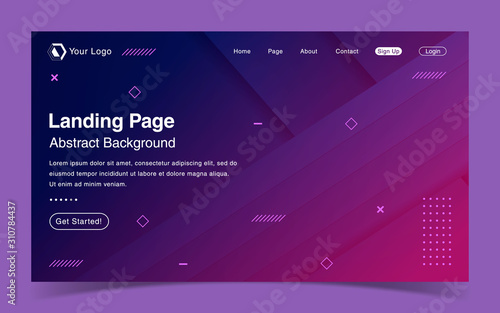 Website Landing Page Template With Abstract Background