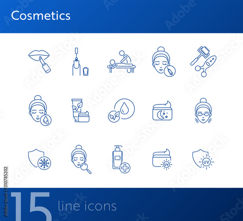 Cosmetics line icon set