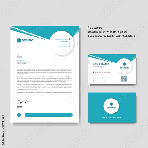 Professional creative letterhead and business card vector template
