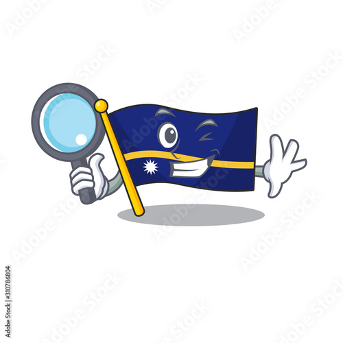 Smart flag nauru Scroll Detective cartoon character design