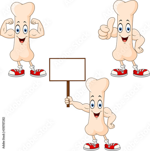 Cartoon happy bones character with different poses