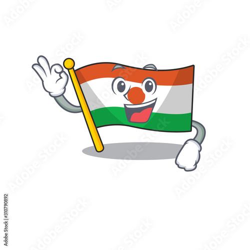 Flag niger Scroll mascot design making an Okay gesture