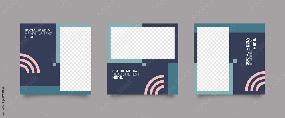 Naklejka premium Editable simple corporate posts, square design ads for banners, Promotion bloggers, designers, shop owners, entrepreneurs and businesses. Social media template.