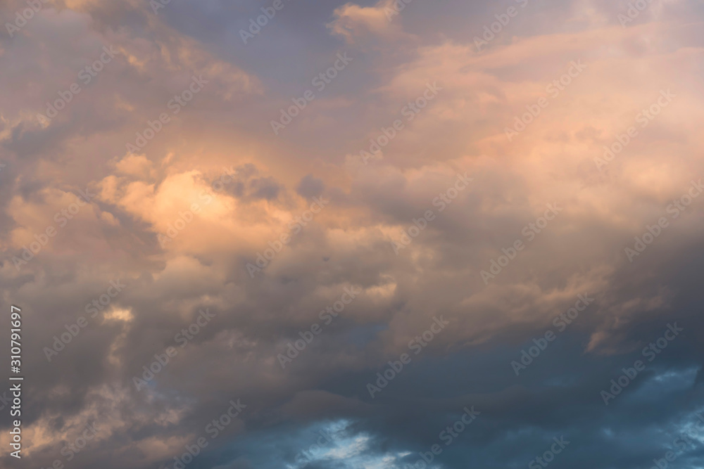 blue sky Sunset with clouds background, Beautiful Amazing shape