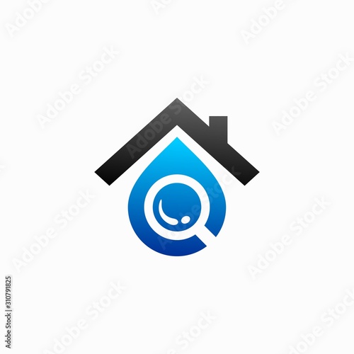 Water droplets logo with house silhouette