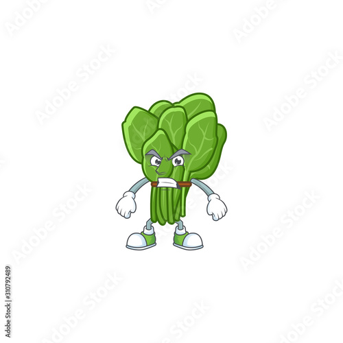 Picture of spinach cartoon character with angry face photo