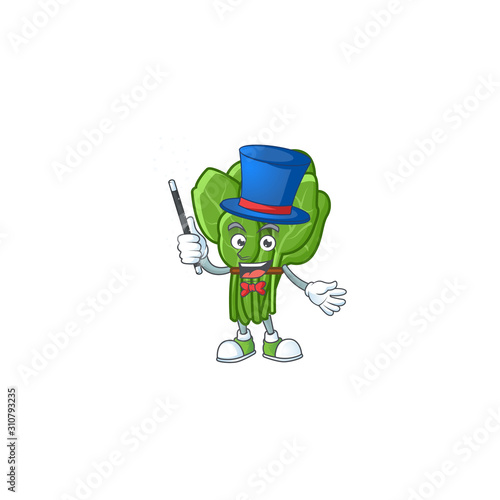 Cartoon character of spinach performance as a Magician