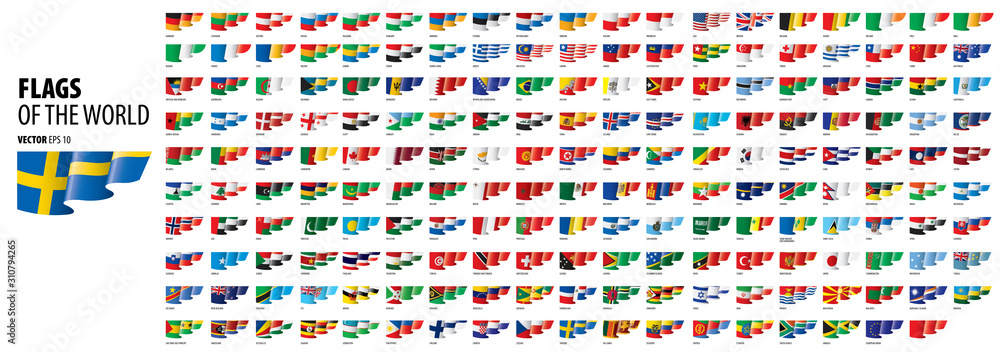 Fototapeta National flags of the countries. Vector illustration on white background