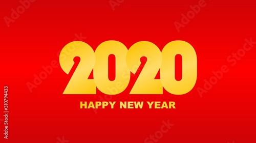 Happy New 2020 Year on red background.vector illustration