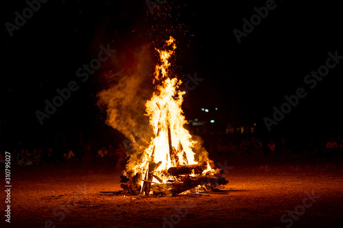 fire camp on scout camping in Thailand on night 