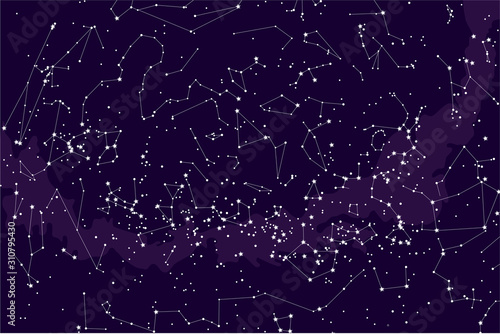 true constellations of the southern hemisphere, star map. Science astronomy, star chart on blue background