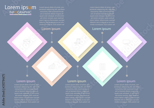 Infographic business concept design with icons and 5 options or steps. Thin line vector. Can be used for flow charts, presentations, web sites, banners, printed materials. EPS 10