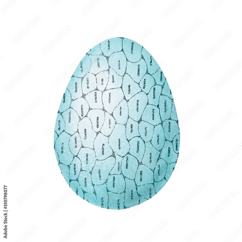 Blue egg with a silver pattern close-up for the design of Easter products. Hand drawn watercolor and graphic illustration isolated on white background. Printing wallpapers, packaging, wrappers, card Blue egg with a silver pattern close-up for the design of Easter products. Hand drawn watercolor and graphic illustration isolated on white background. Printing wallpapers, packaging, wrappers, card