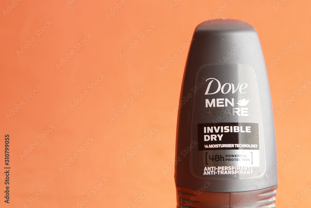 Saragossa Spain. September 18, 2018, deodorant glass bottle from Dove men  care brand Stock Photo | Adobe Stock