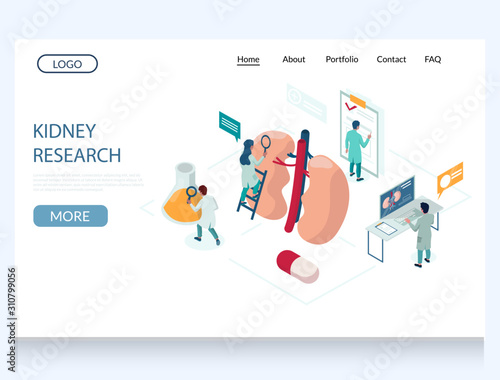 Kidney research vector website landing page design template