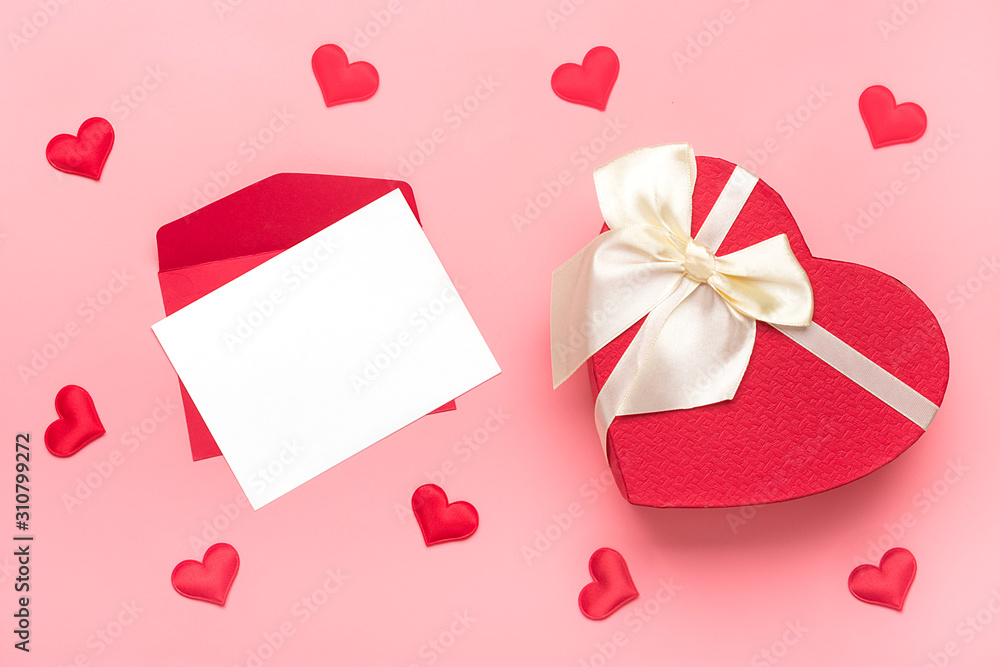 Romantic decoration on pink background Top view Flat lay Happy Valentine's day, birthday, Women's day concept Holiday card Place for text Love in the air 
