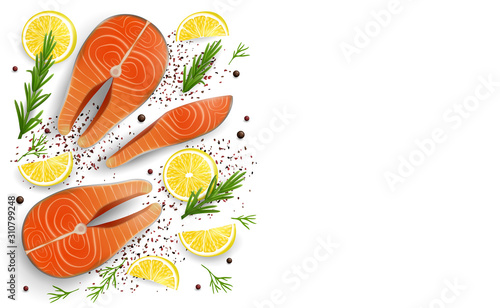 Salmon red fish, vector 3d realistic illustration