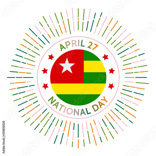 Togo national day badge. Independence from France in 1960. Celebrated on April 27.