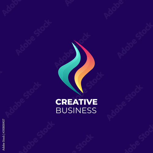 Colorful fire wave logo design vector illustration , ready to use to start a new business and rebranding. EPS 10