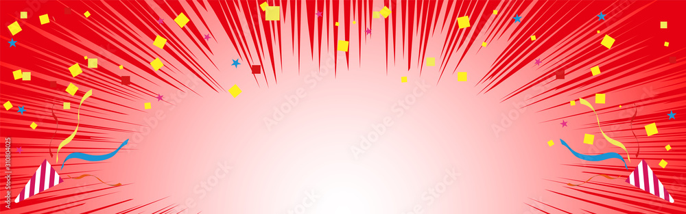 赤背景 紙吹雪が舞うおめでたい背景素材 モバイルバナーサイズ Stock Vector Adobe Stock