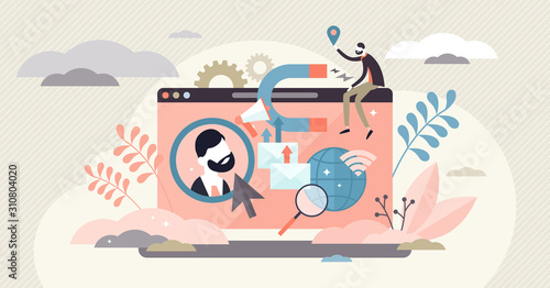 Buyer persona vector illustration. Customer profile in tiny persons concept
