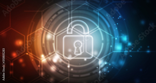 Wallpaper Mural 2d illustration Safety concept: Closed Padlock on digital background Torontodigital.ca