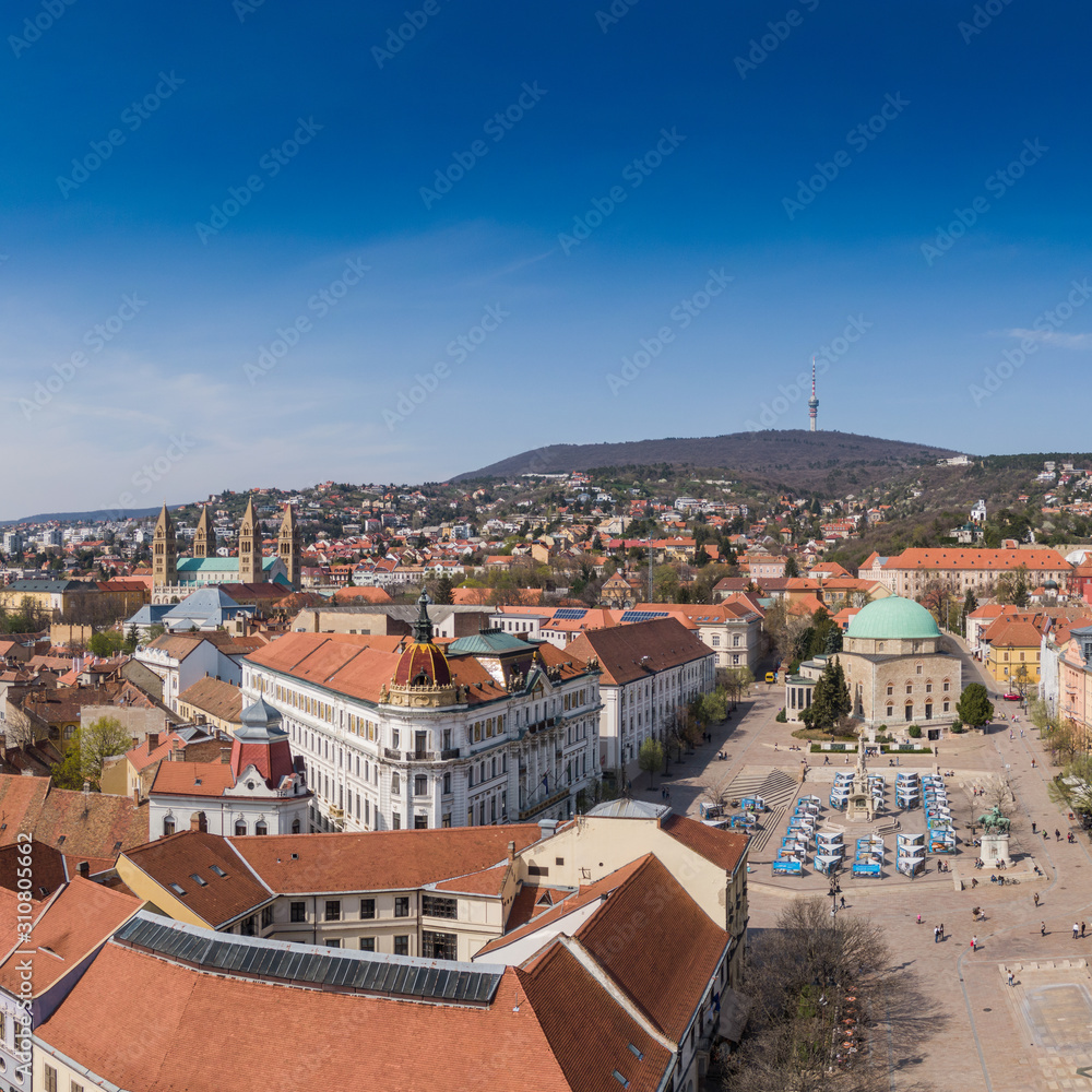 Bird eye view of Pecs, Hungary