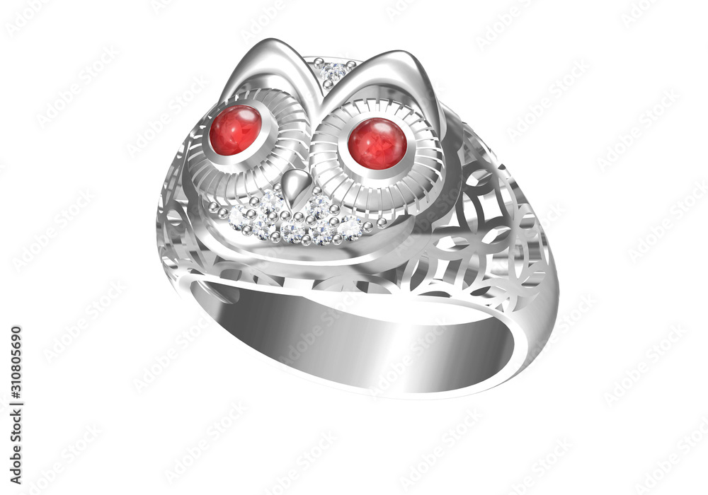 Naklejka premium Ring on white background .3D rendering