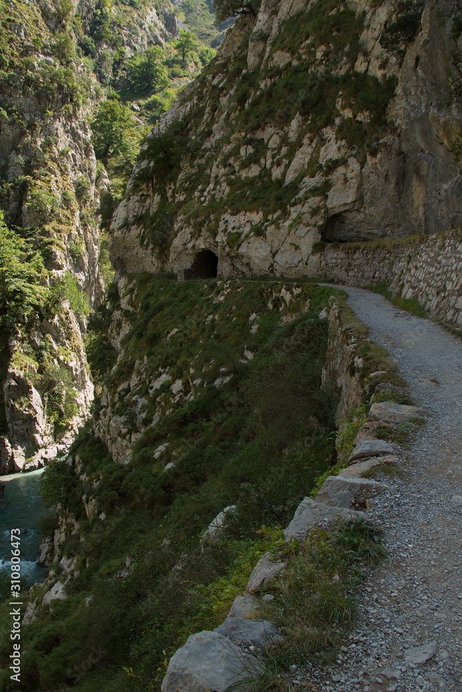 Hiking track Ruta del Cares from Poncebos to Cain in Picos de Europa in Asturia,Spain,Europe