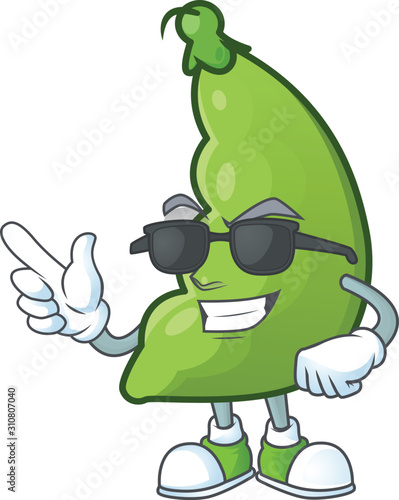 Cool and cool broad beans character wearing black glasses