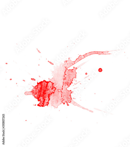 Red watercolor spot brush. Abstract watercolor blot brush