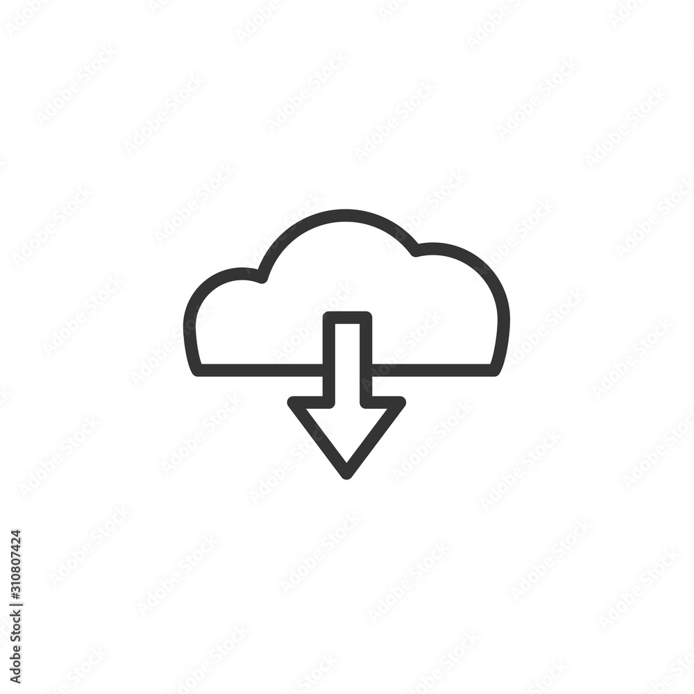 Cloud download. One of a set of linear web icons Cloud download. One of a set of linear web icons