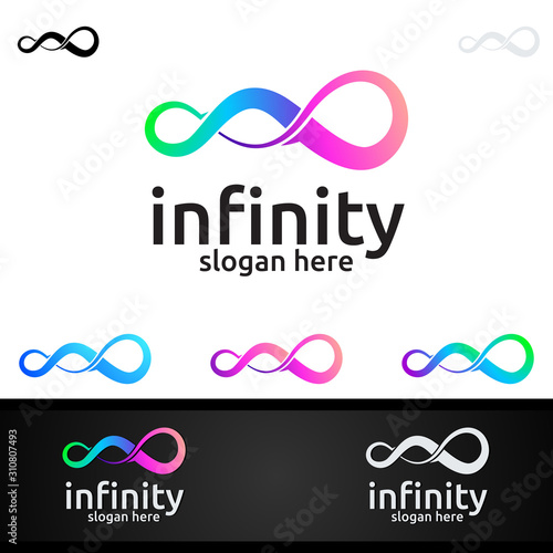 Infinity loop logo icon. Vector unlimited infinity, endless line shape sign