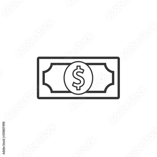 icon of the dollar bill. vector icon isolated on white background