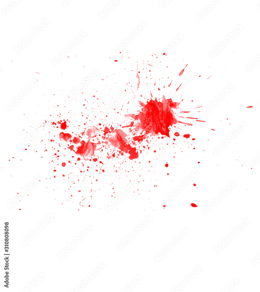 Abstract red ink blot on white background