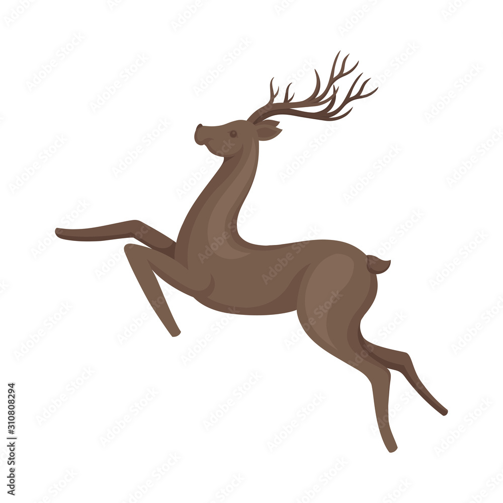 Brown Deer Animal in Running Pose Vector Illustration Brown Deer Animal in Running Pose Vector Illustration