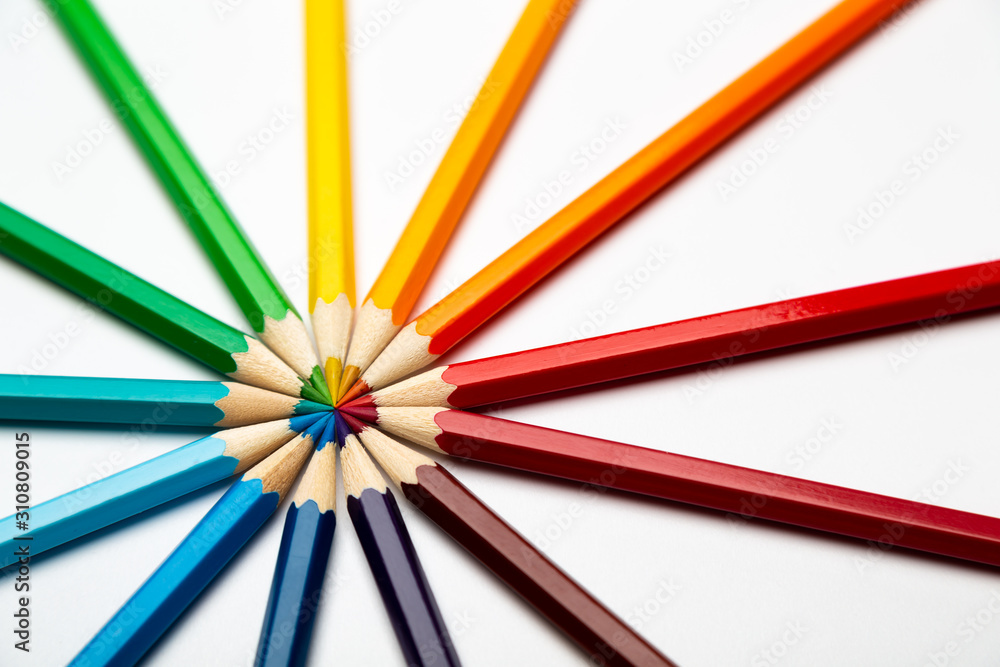 Colorful wooden pencils on a white background Colorful wooden pencils on a white background