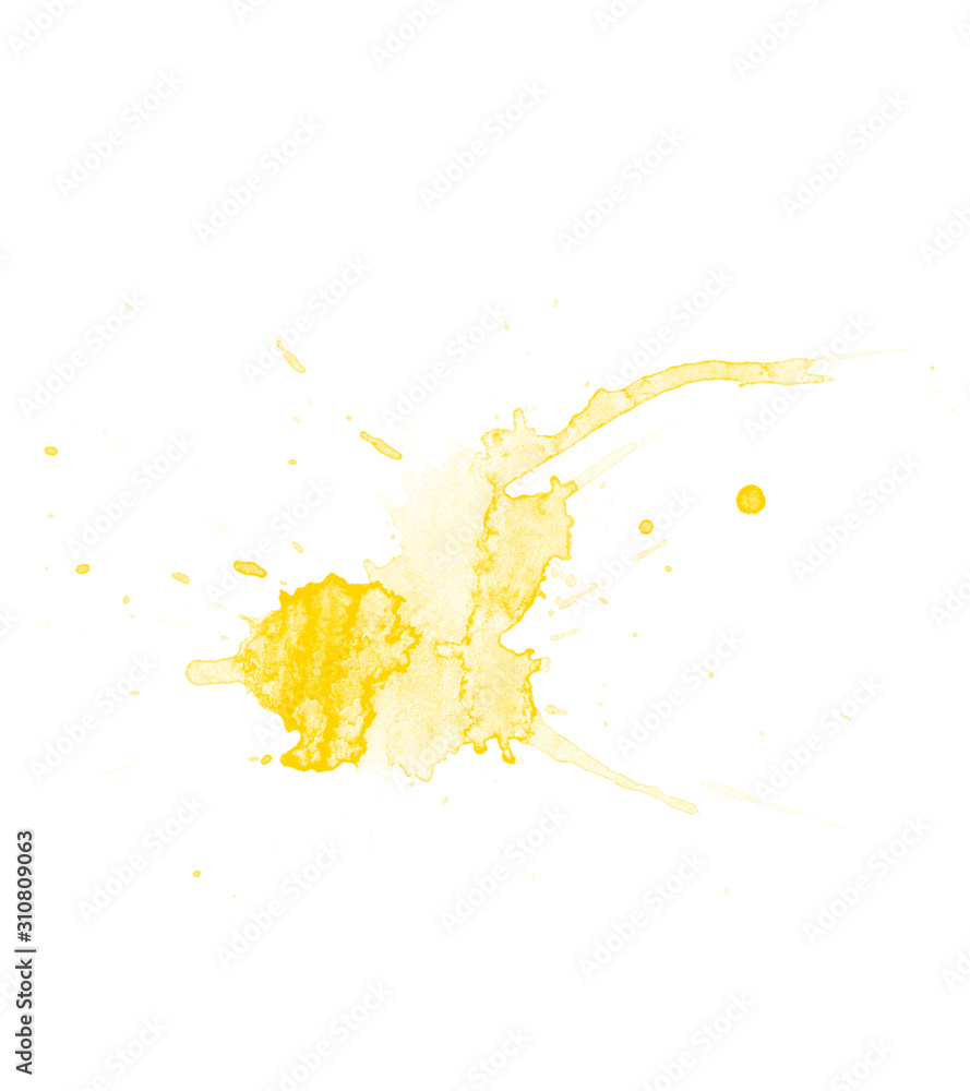 Yellow splash isolated on white background