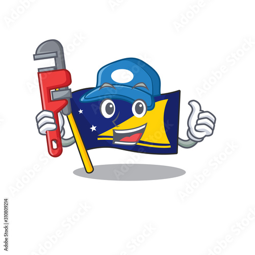 Smart Plumber flag tokelau Scroll on cartoon character design photo