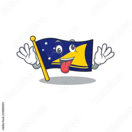 Mascot of crazy face flag tokelau Scroll Cartoon character style photo