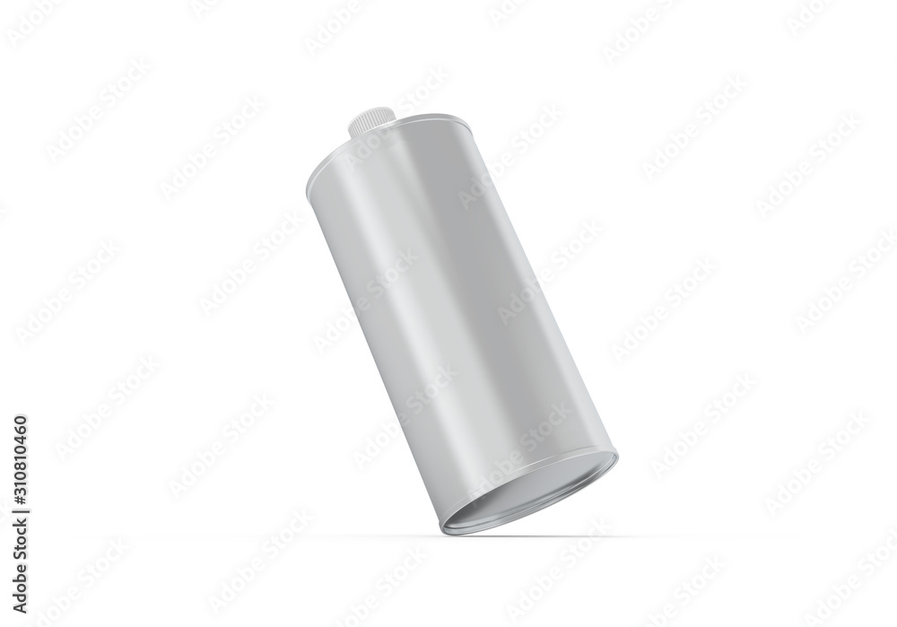 Blank metallic olive oil tin can mockup template on isolated white background, 3d illustration Blank metallic olive oil tin can mockup template on isolated white background, 3d illustration