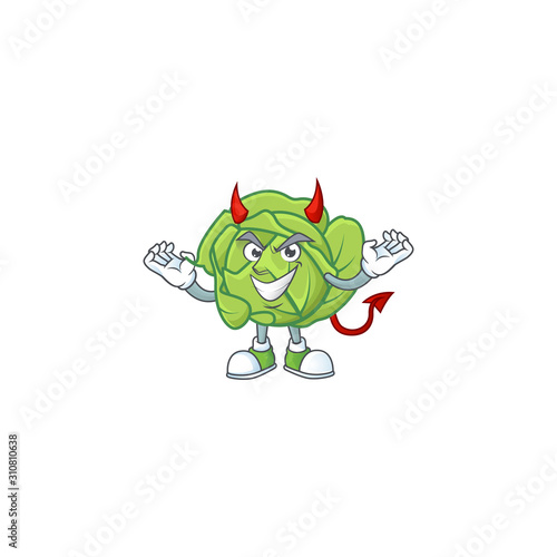 Picture of cabbage as a Devil cartoon mascot