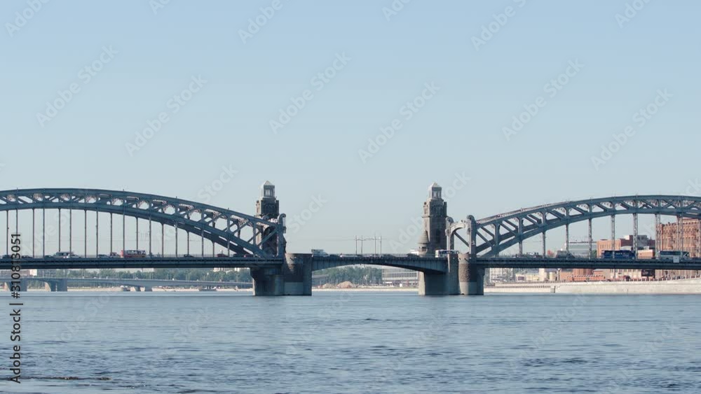 Famous Peter the Great Bridge on the Neva river - St Petersburg, Russia Famous Peter the Great Bridge on the Neva river - St Petersburg, Russia