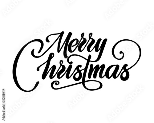 Merry christmas text vector on white background. Lettering for invitation, wedding and greeting card, prints and posters. Hand drawn inscription