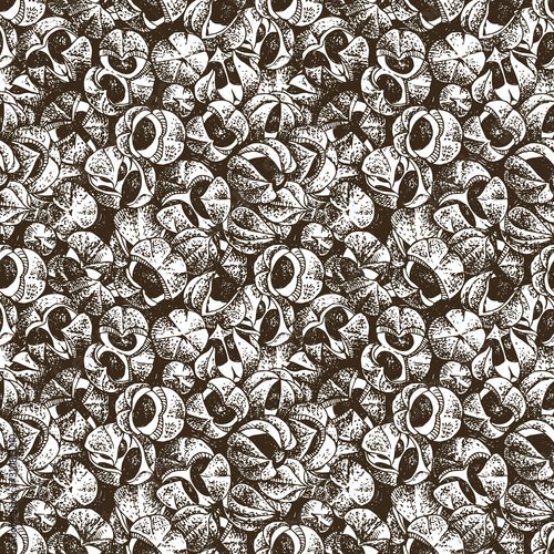 Hand drawn seamless pattern with guarana berries