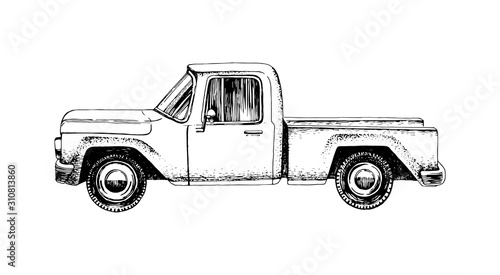 Hand drawn pickup car
