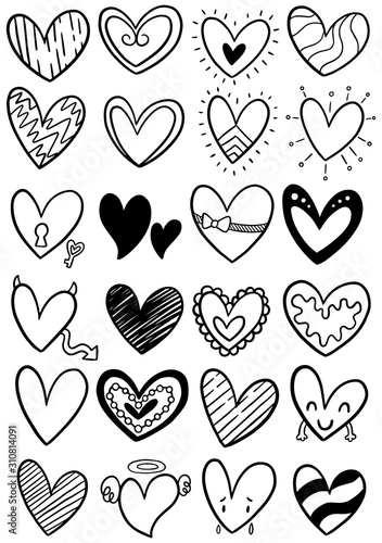 hand drawn scribble hearts
