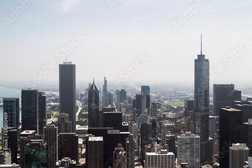 Beautiful Chicago skyline at daytime  top view  USA